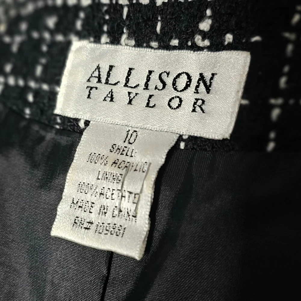 Allison Taylor Black and White Tweed Blazer